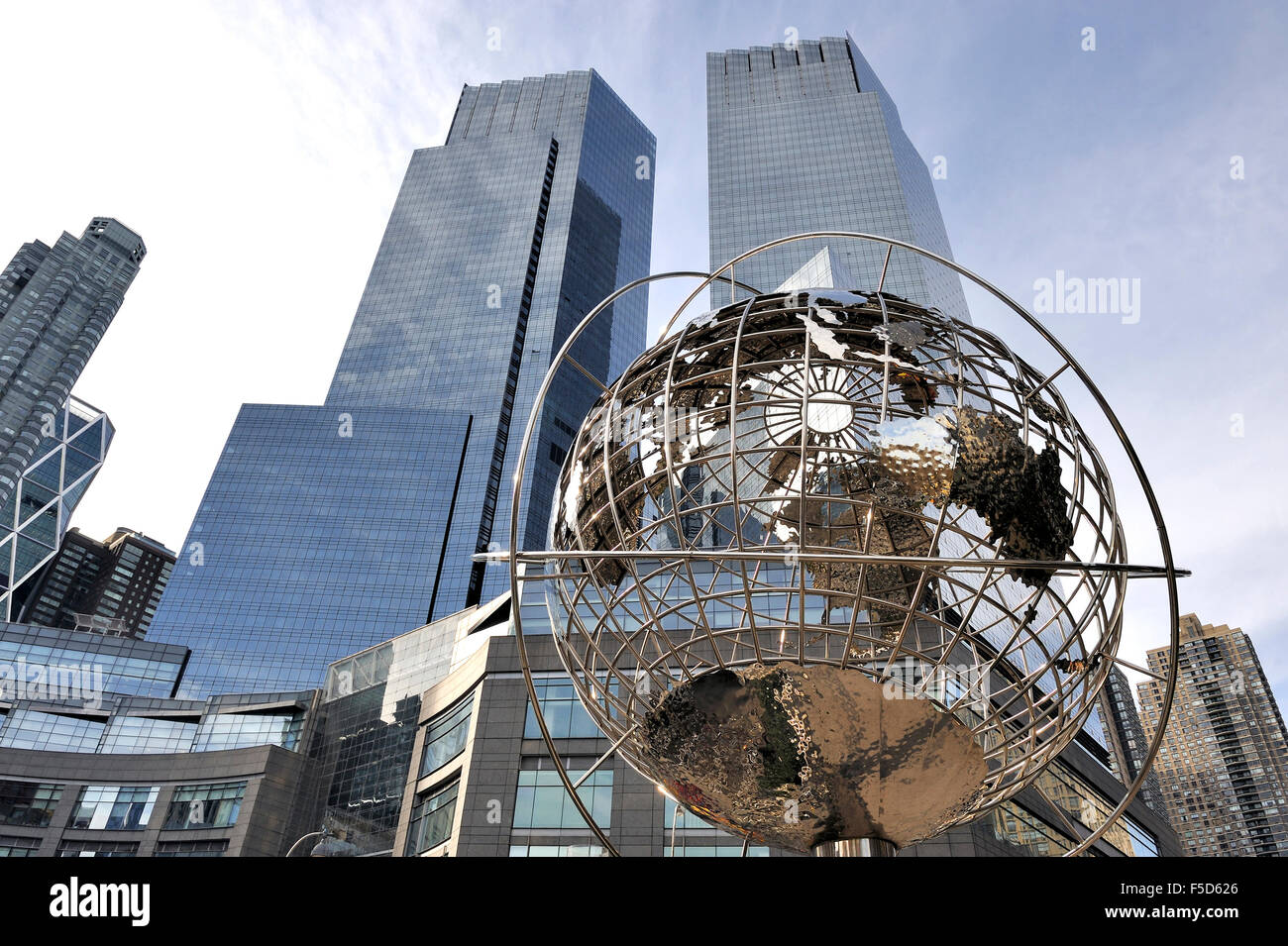 New York,USA-November 15,2012; Globe at Columbus Circle, Manhattan, New York. November 15,2012,New York Stock Photo