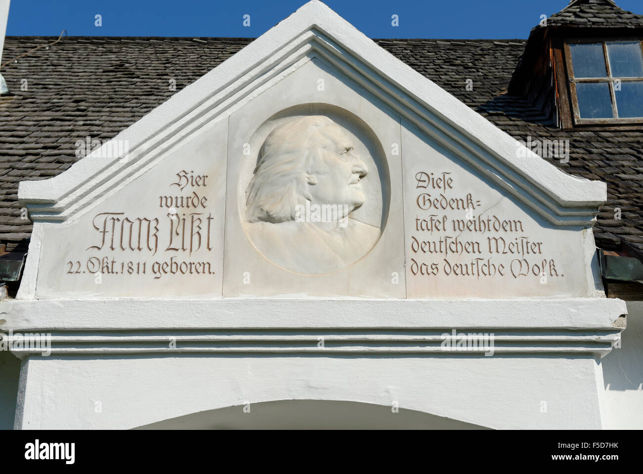 Gable, composer Franz Liszt's birthplace, Raiding, Oberpullendorf District, Burgenland, Austria Stock Photo