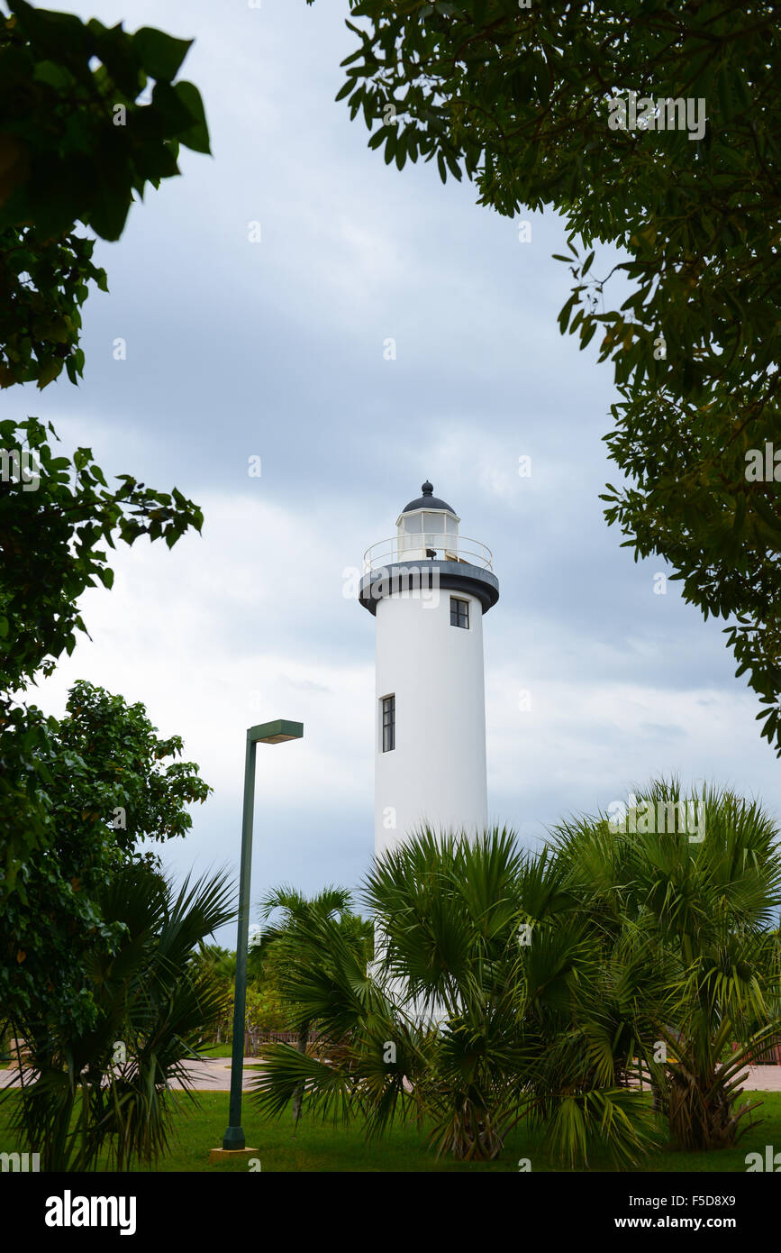 Rincon lighthouse or El Faro de Punta Higuero. Puerto Rico. USA territory. Caribbean Island. Stock Photo