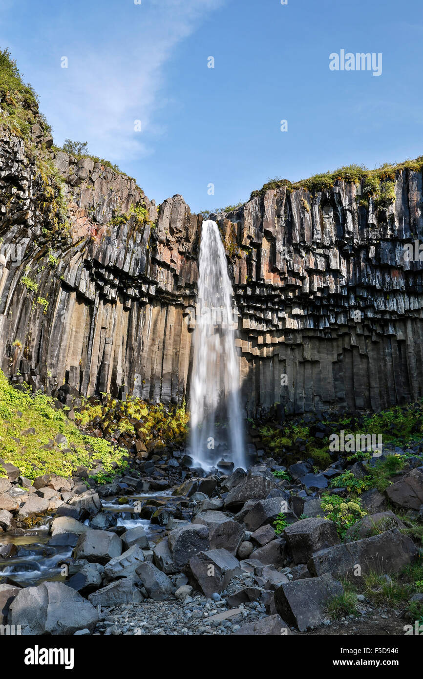 Svartifoss Waterfalls, Vatnajokull National Park, Iceland Stock Photo