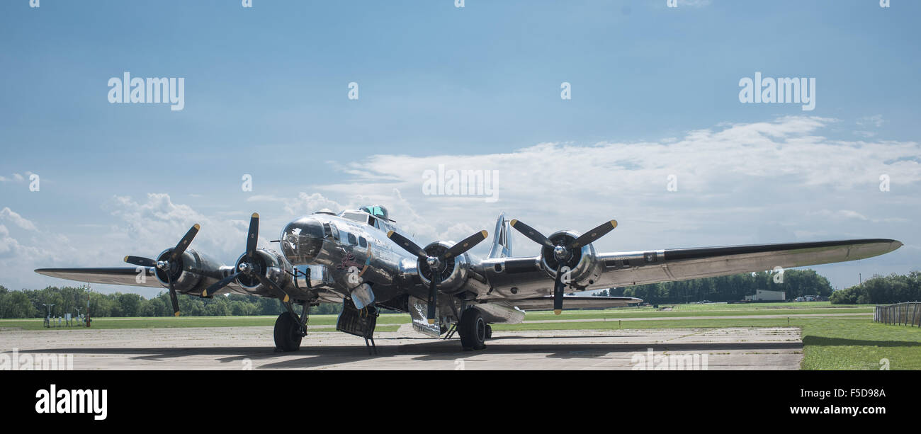 A B-17 Bomber on the Runway. Stock Photo