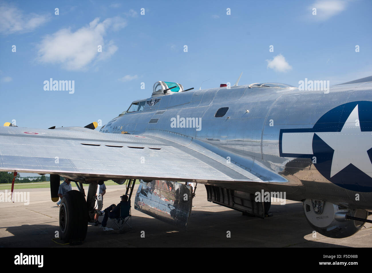 A B-17 Bomber on the Runway Stock Photo