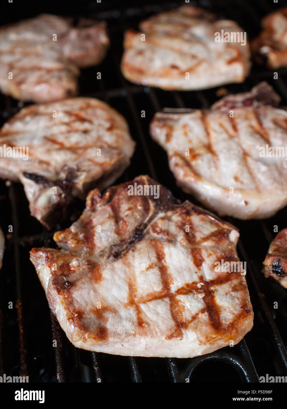 Pork Chops on the Grill Stock Photo