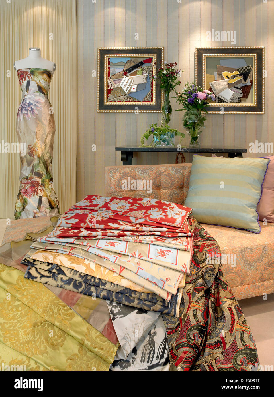 Different textile applications in fashion multi colored vertical Stock