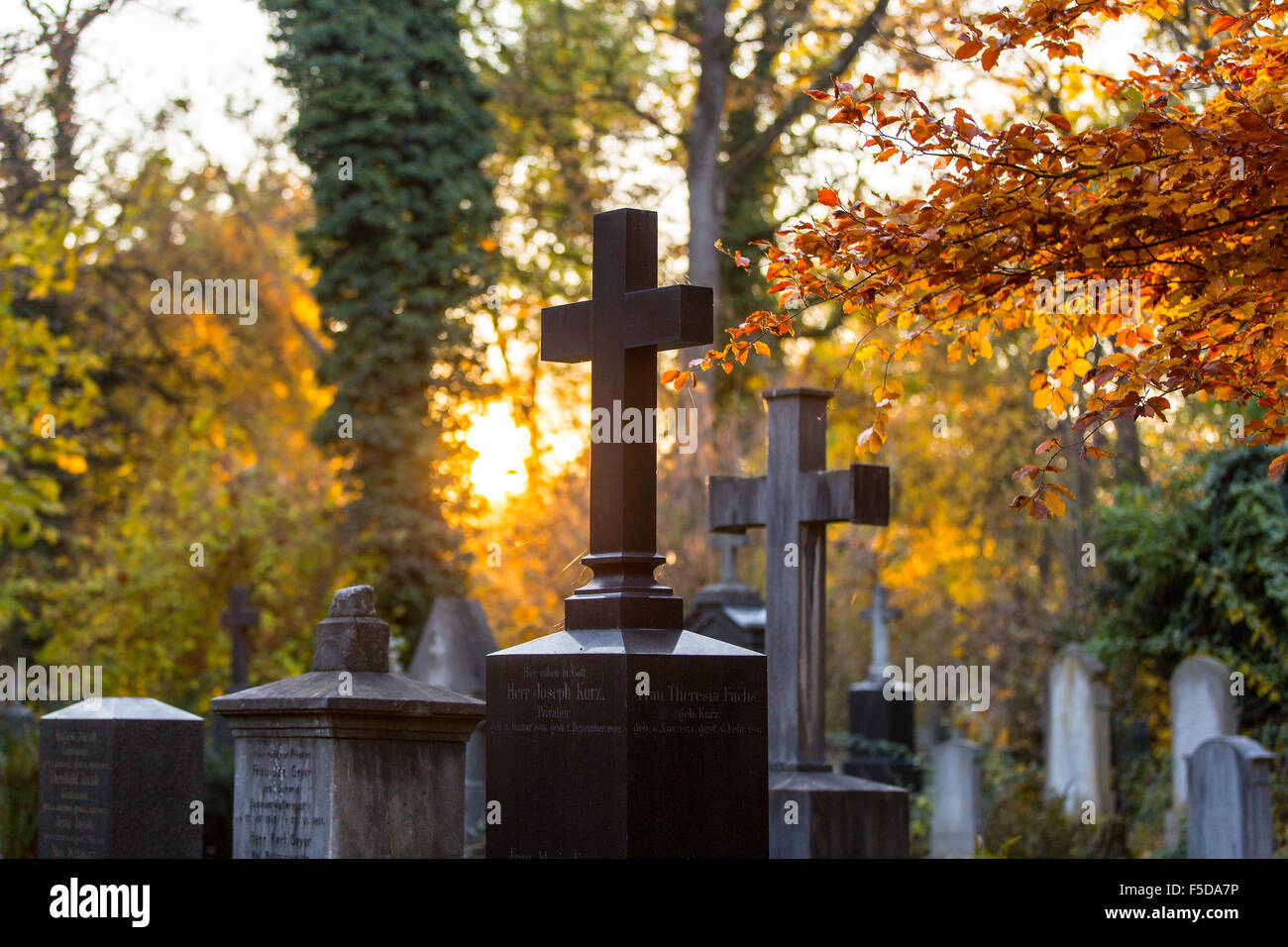 Graves at 'Alter Suedfriedhof' in Munich (Muenchen), Bavaria (Bayern), Germany (Deutschland) Stock Photo