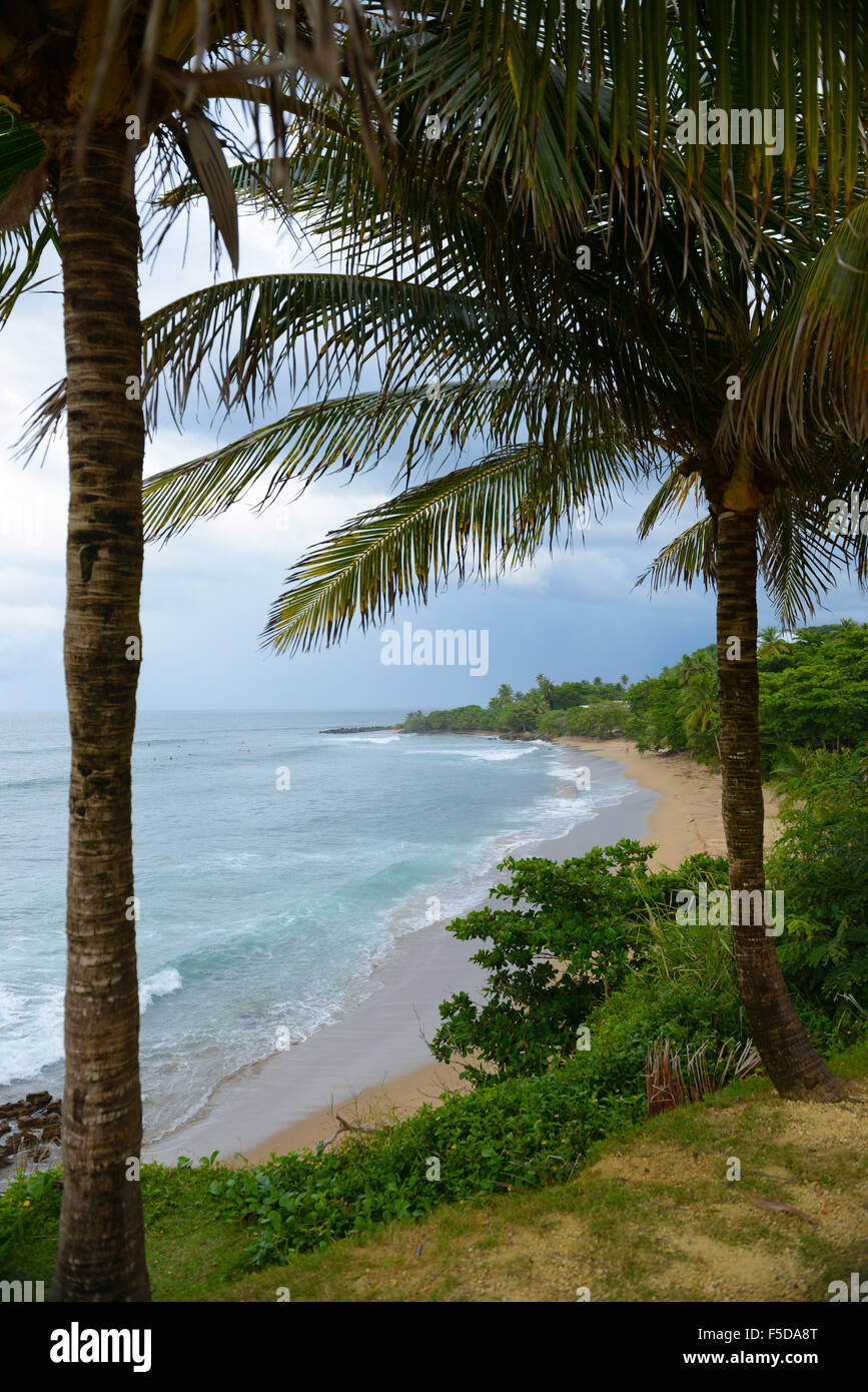 Domes beach is a very popular surfing spot in Rincon, Puerto Rico. USA territory. Caribbean Island. Stock Photo