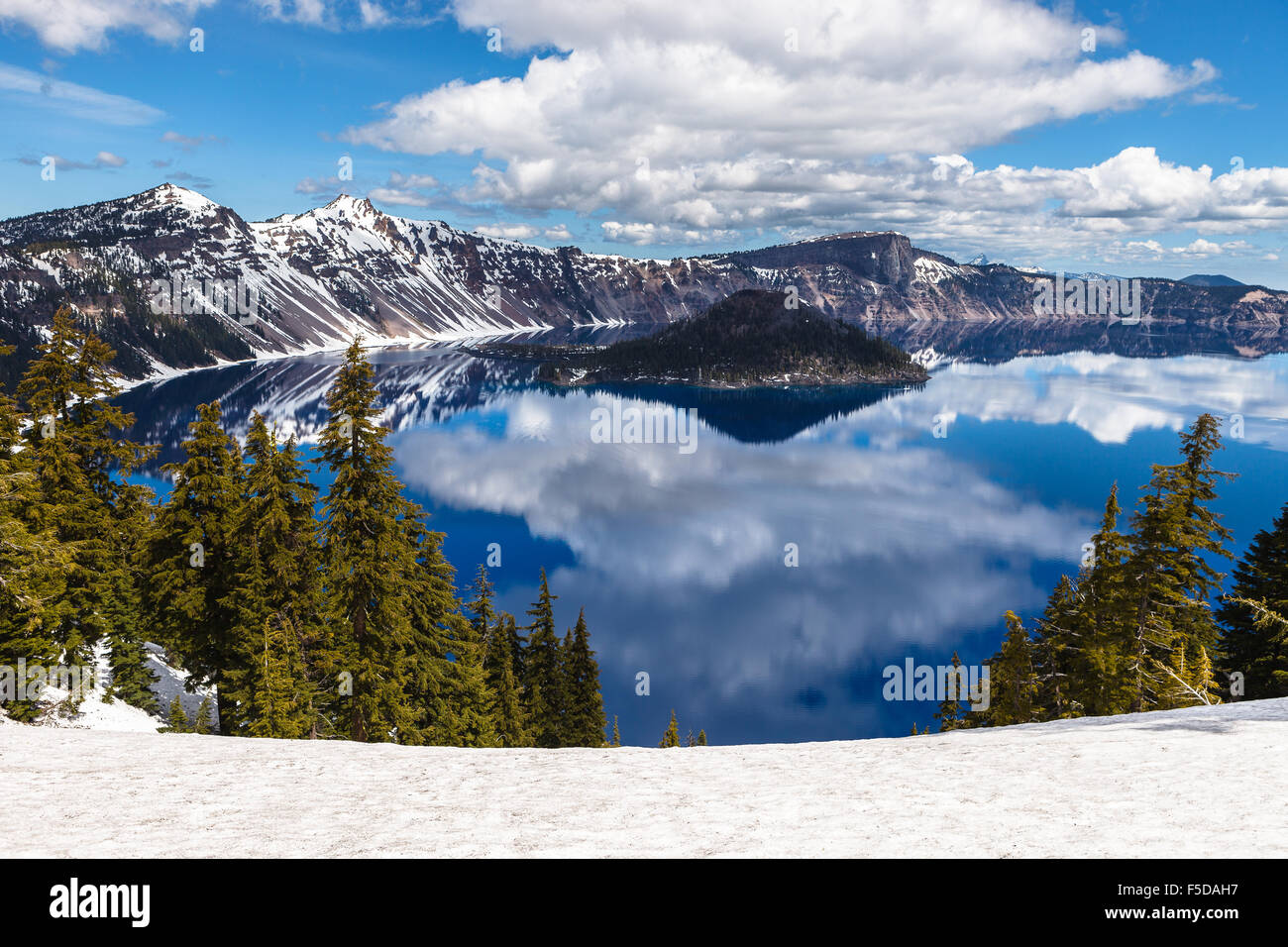 View of Crater Lake, in Crater Lake National Park, Oregon, USA. Stock Photo