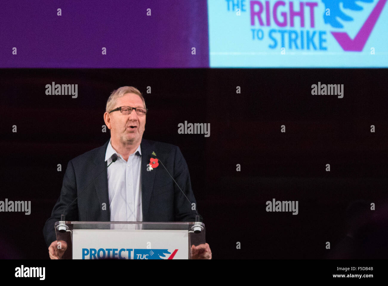 Westminster Central Hall, London, November 2nd 2015. Len McClusky