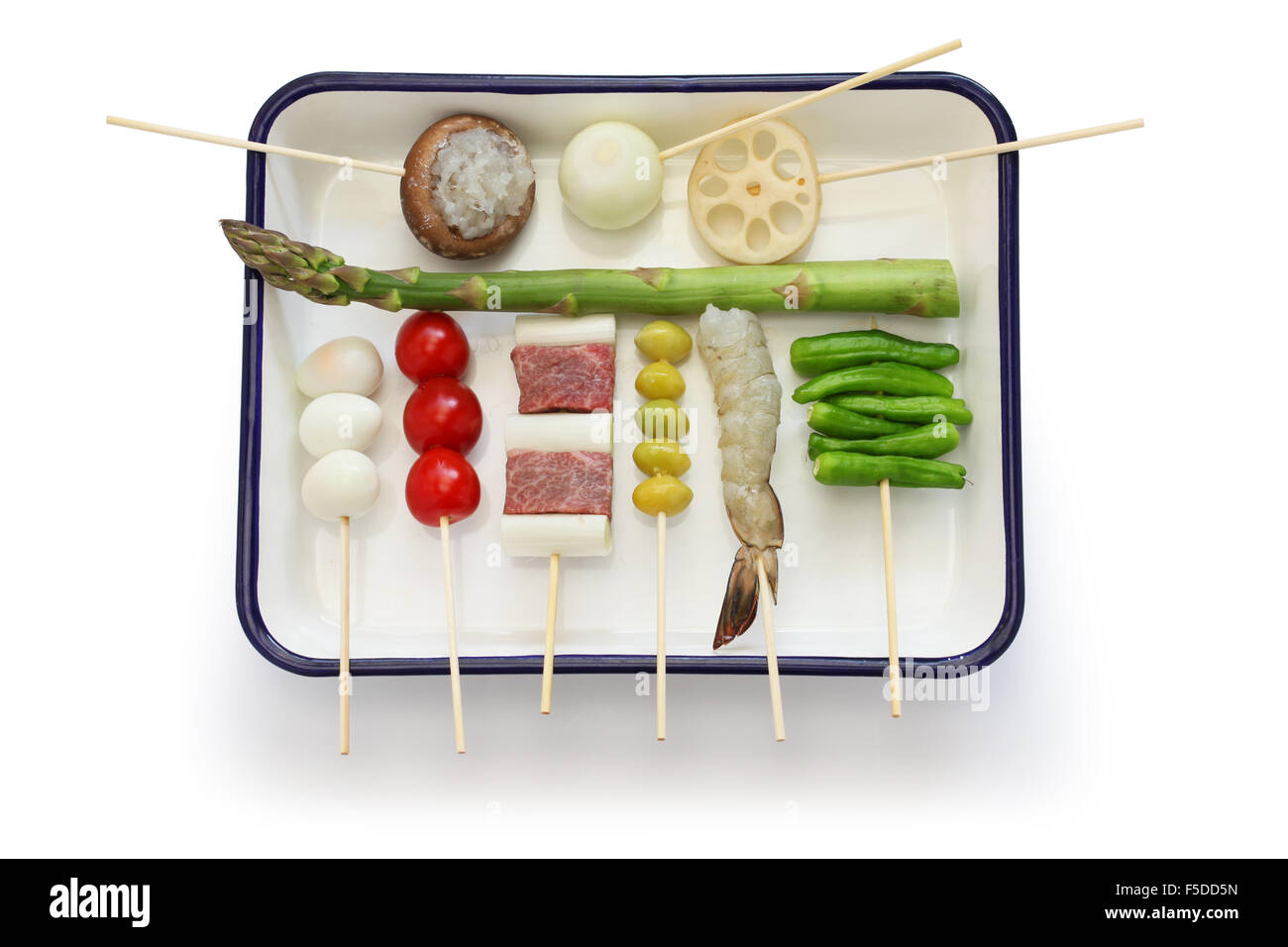 kushiage(deep fried food on a stick),japanese food,cooking process Stock Photo