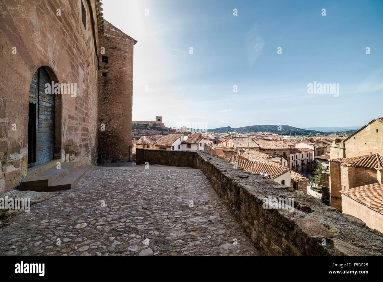 Juan Fernandez de Heredia fortified palace by day. Mora de Rubielos, Comarca of Gudar-Javalambre, Teruel, Aragon, Spain Stock Photo