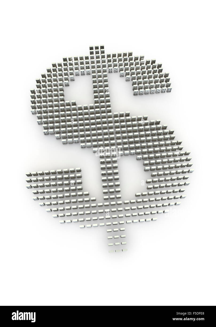 Domino effect / 3D render of domino pieces forming dollar symbol Stock ...