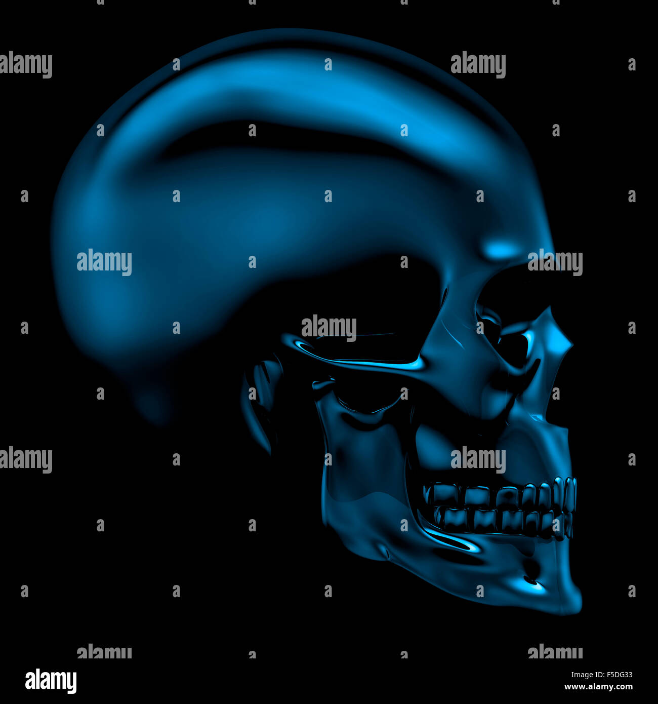 Glass skull on black / 3D render of glass skull on black Stock Photo