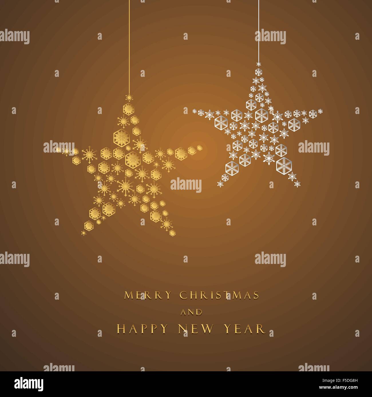 Christmas card design. gold snowflake in star shape on gold background Stock Vector