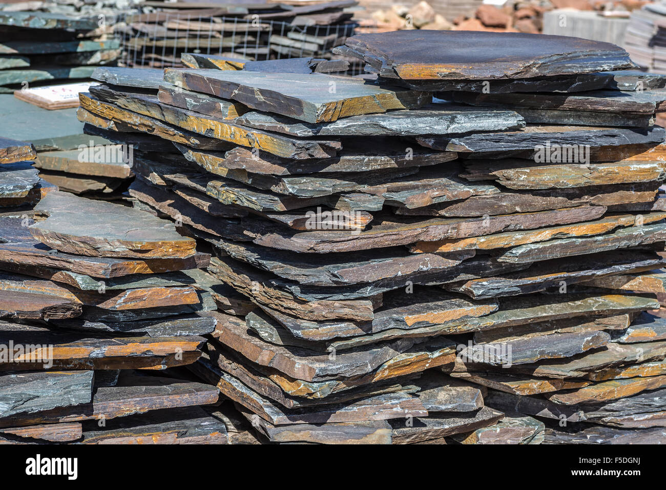 Slabs of slate ready to be purchased for construction projects such as