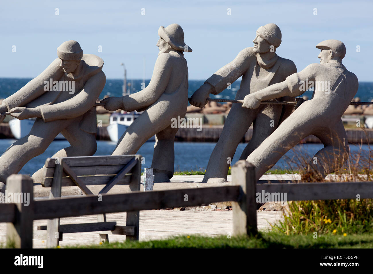 Fishermen statue, L'etang du Nord, Magdalen Islands, Quebec, Canada