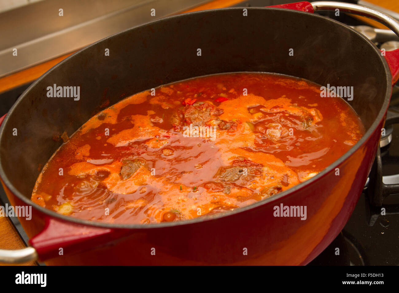 Veal cheeks in casserole Stock Photo