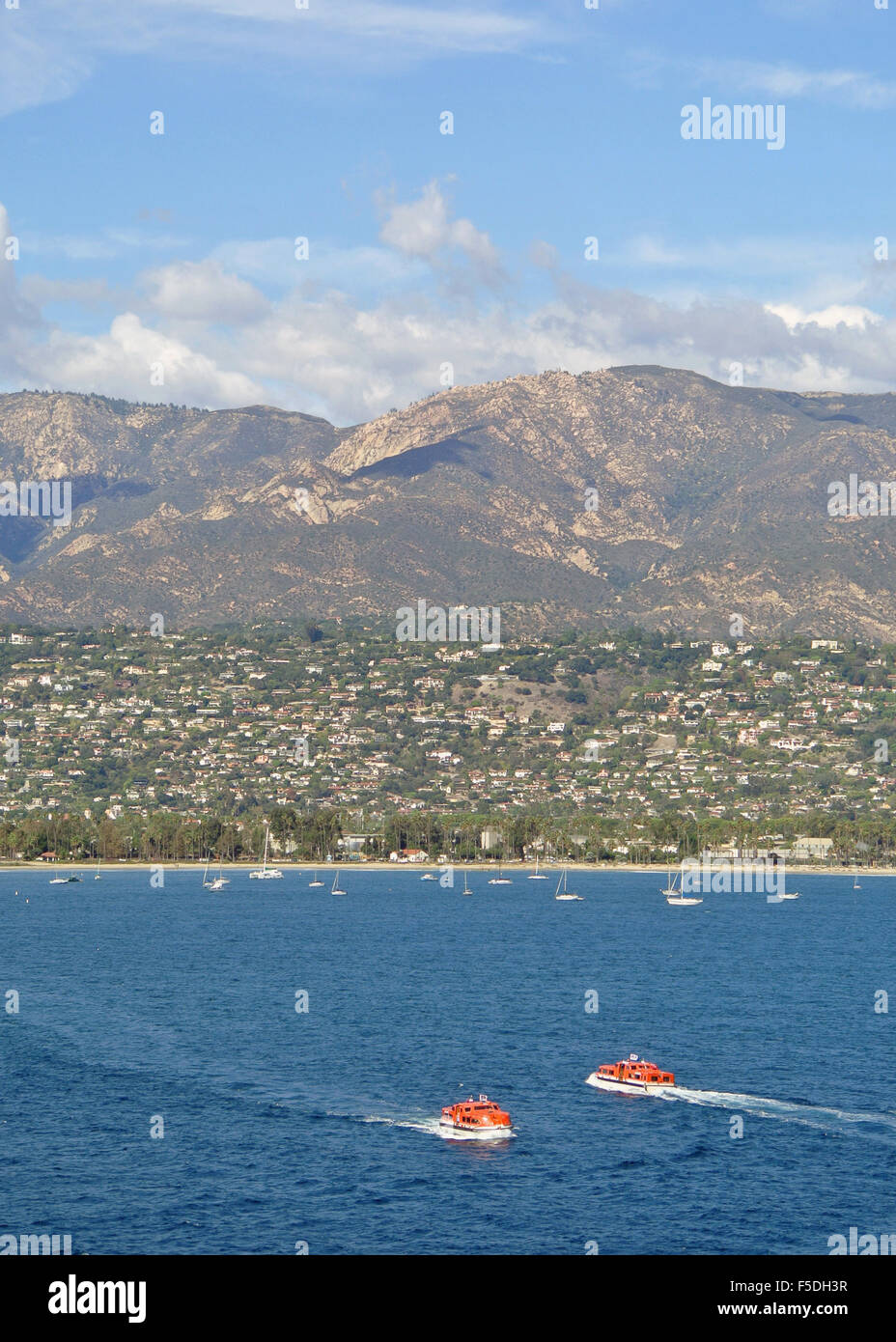 lifeboat tenders take princess cruise ship passengers on shore excursions off santa barbara coast in southern california Stock Photo
