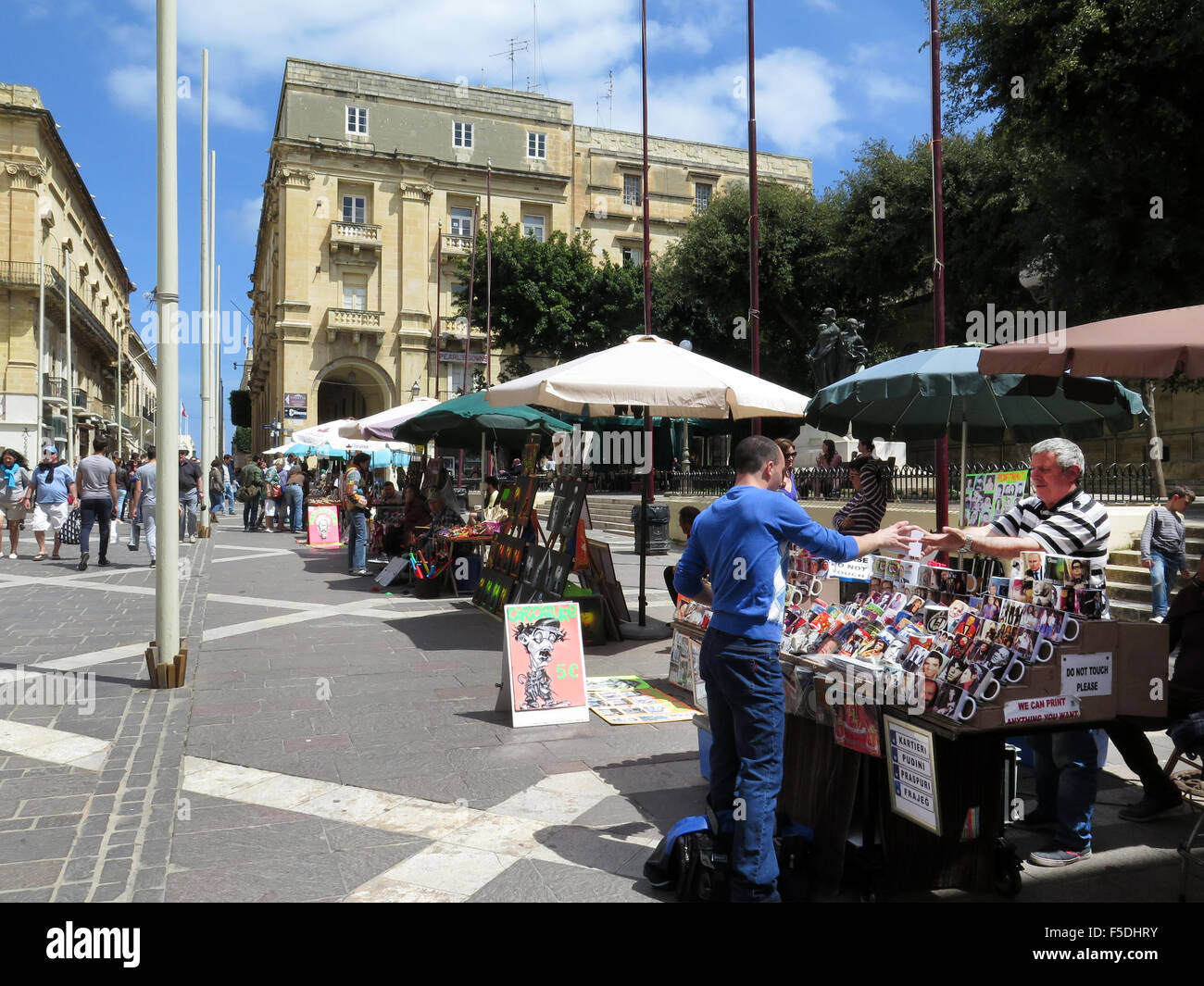 Market stalls in Republic Street, Valletta, Malta Stock Photo Alamy