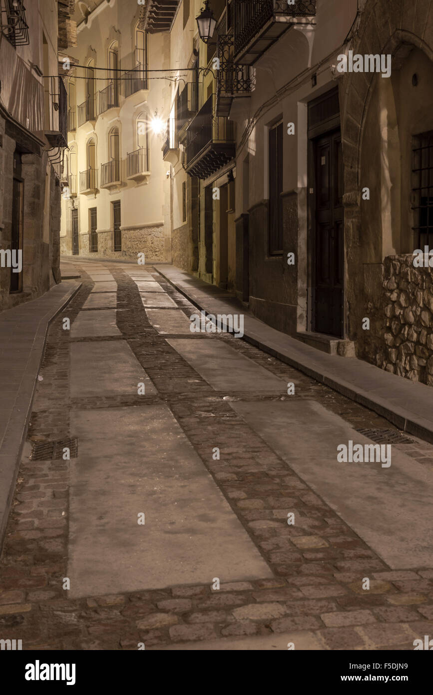 Rubielos de Mora, municipality of Gudar-Javalambre comarca and province of Teruel. The village by night. Aragon, Spain Stock Photo