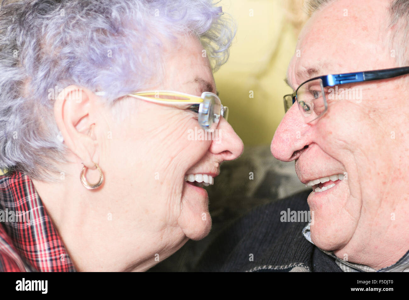 A Portrait of a happy senior couple at home Stock Photo