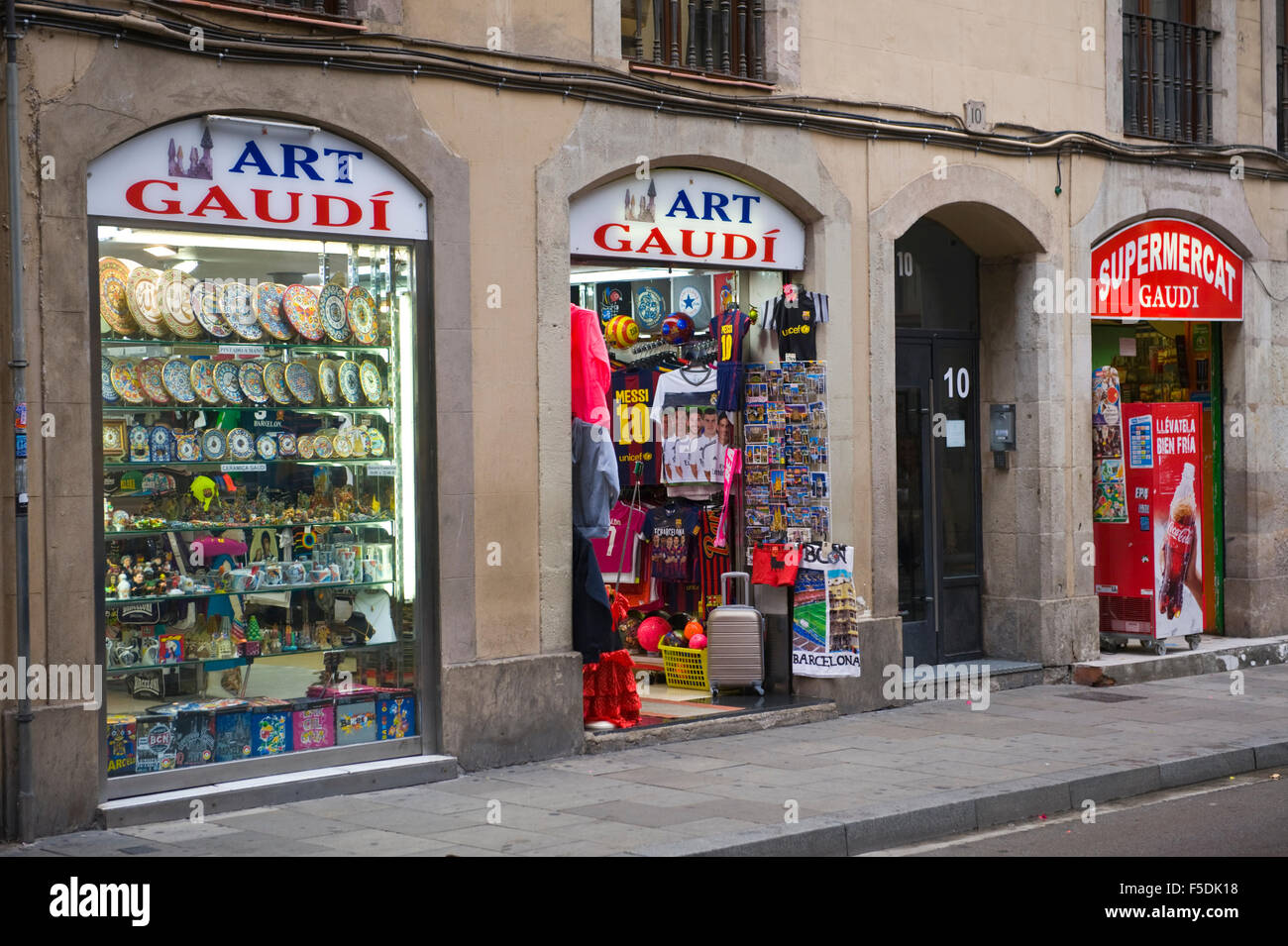 Gaudi souvenir shops in Barcelona Catalonia Spain ES Stock Photo