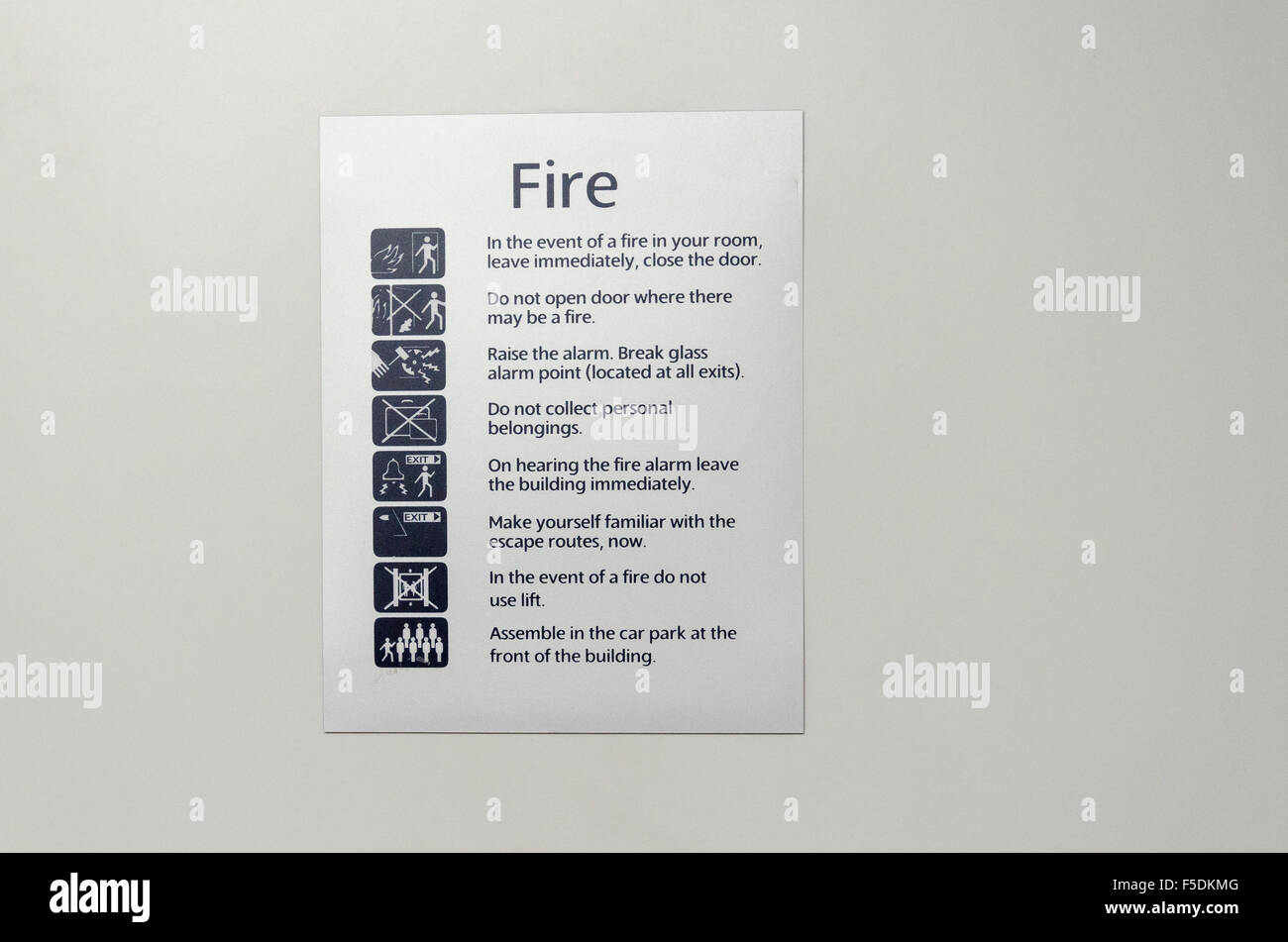 Fire safety and evacuation sign in a hotel Stock Photo 89425968 Alamy