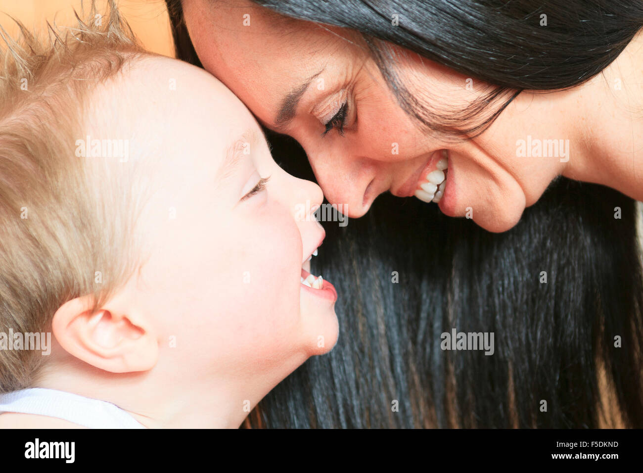 Happy 2 years old baby boy. Kid is smiling, grinning. Stock Photo