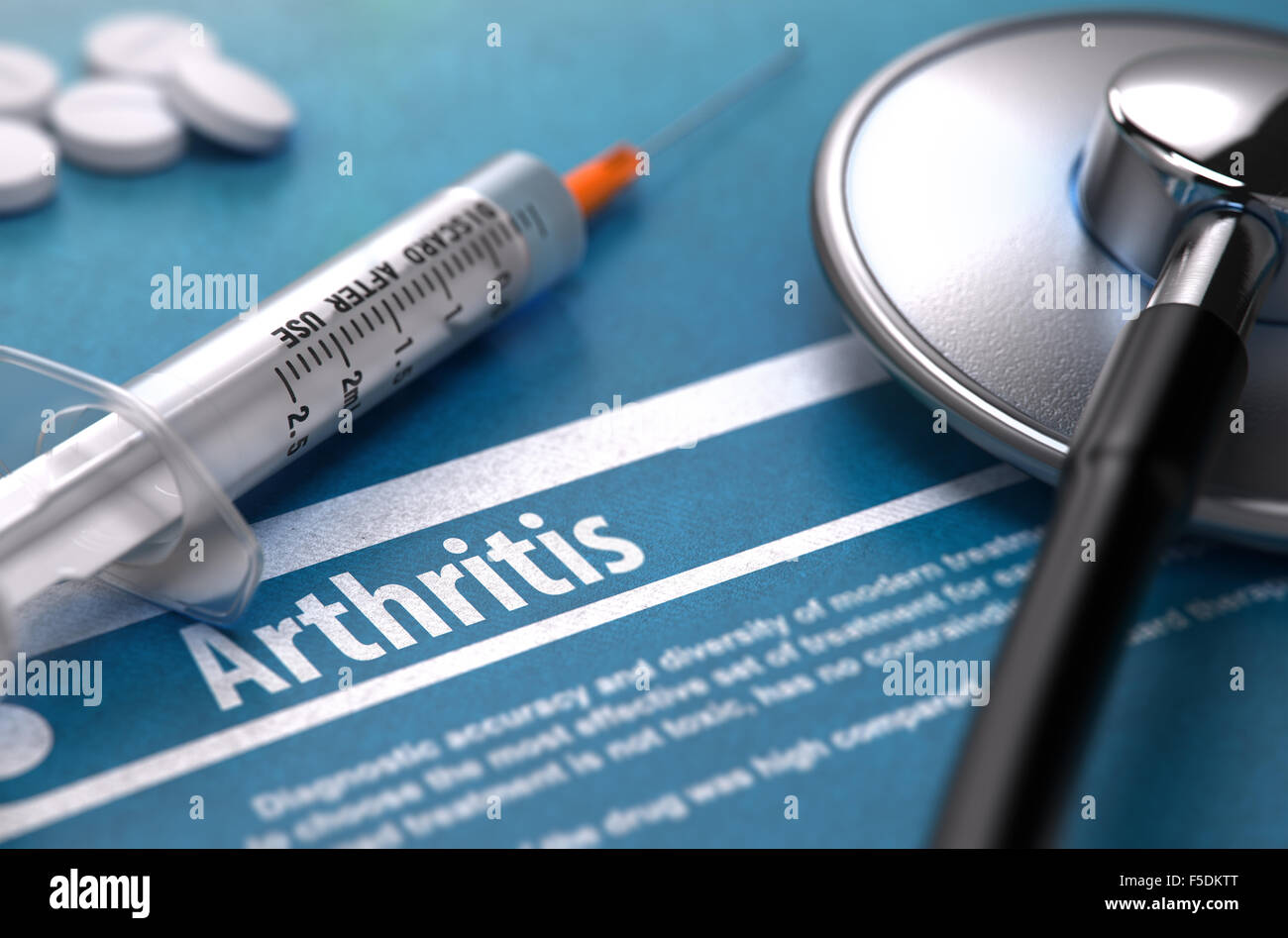 Arthritis. Medical Concept on Blue Background. Stock Photo