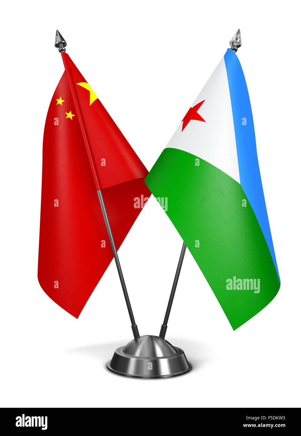 China and Djibouti - Miniature Flags. Stock Photo