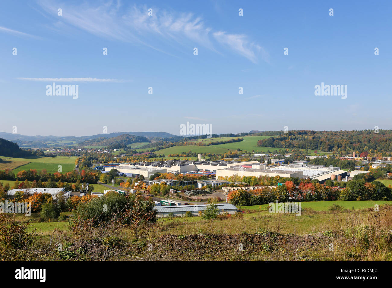 GEROLSTEIN, GERMANY - OCTOBER 11, 2015: The main factory of Gerolsteiner Brunnen, a leading German mineral water firm in the Vul Stock Photo