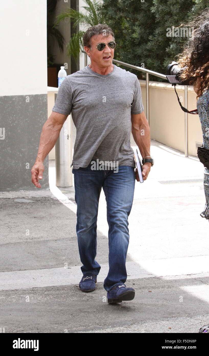 Sylvester Stallone leaves Cafe Roma  Featuring: Sylvester Stallone Where: Beverly Hills, California, United States When: 01 Sep 2015 C Stock Photo