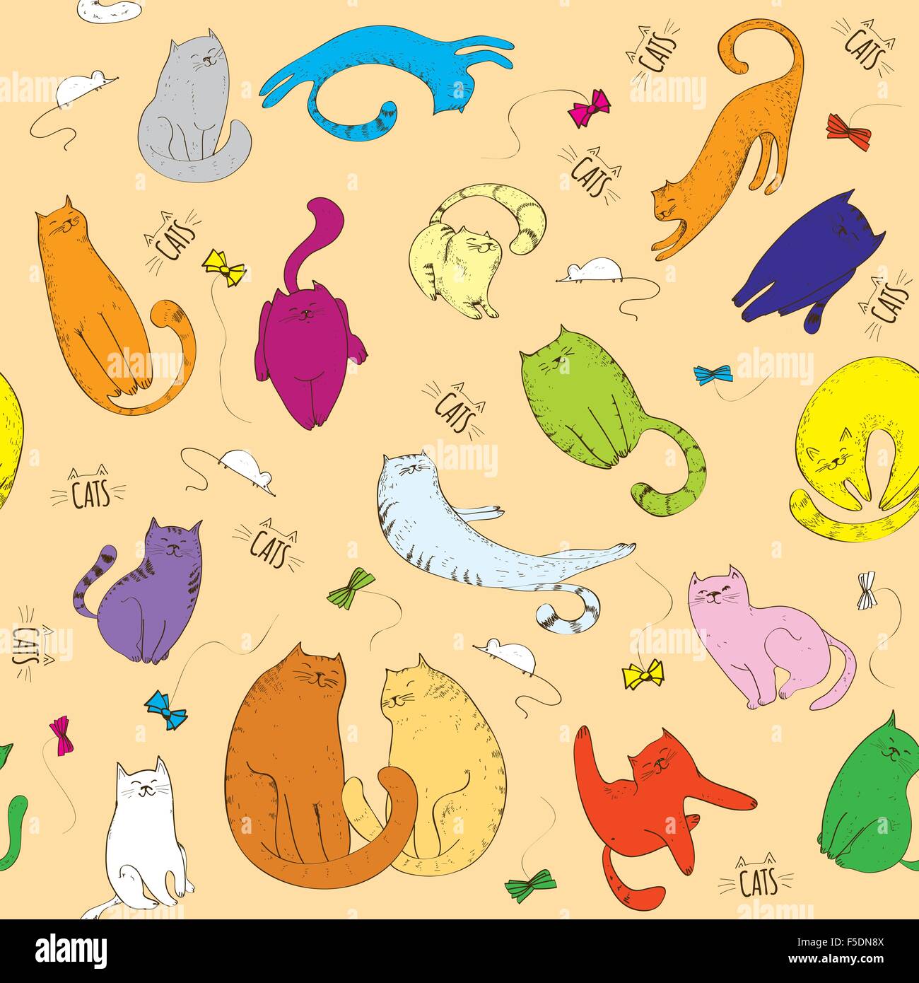 Seamless pattern with cats Stock Vector Image & Art - Alamy