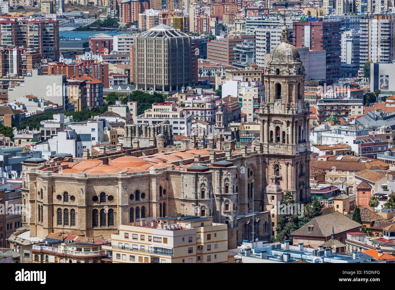 Spain, Andalusia, Malaga Province, view of Malaga's historic centre and cathedral Stock Photo