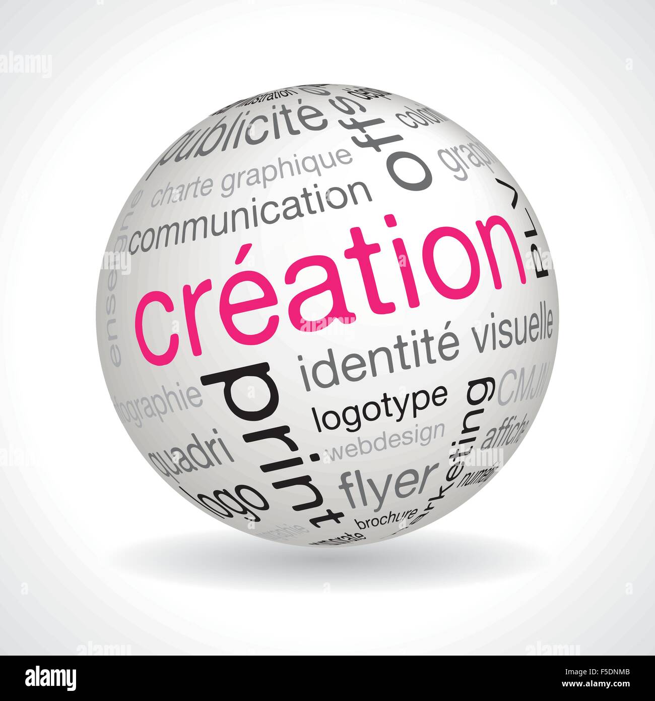 French Creation theme sphere with keywords full vector Stock Vector