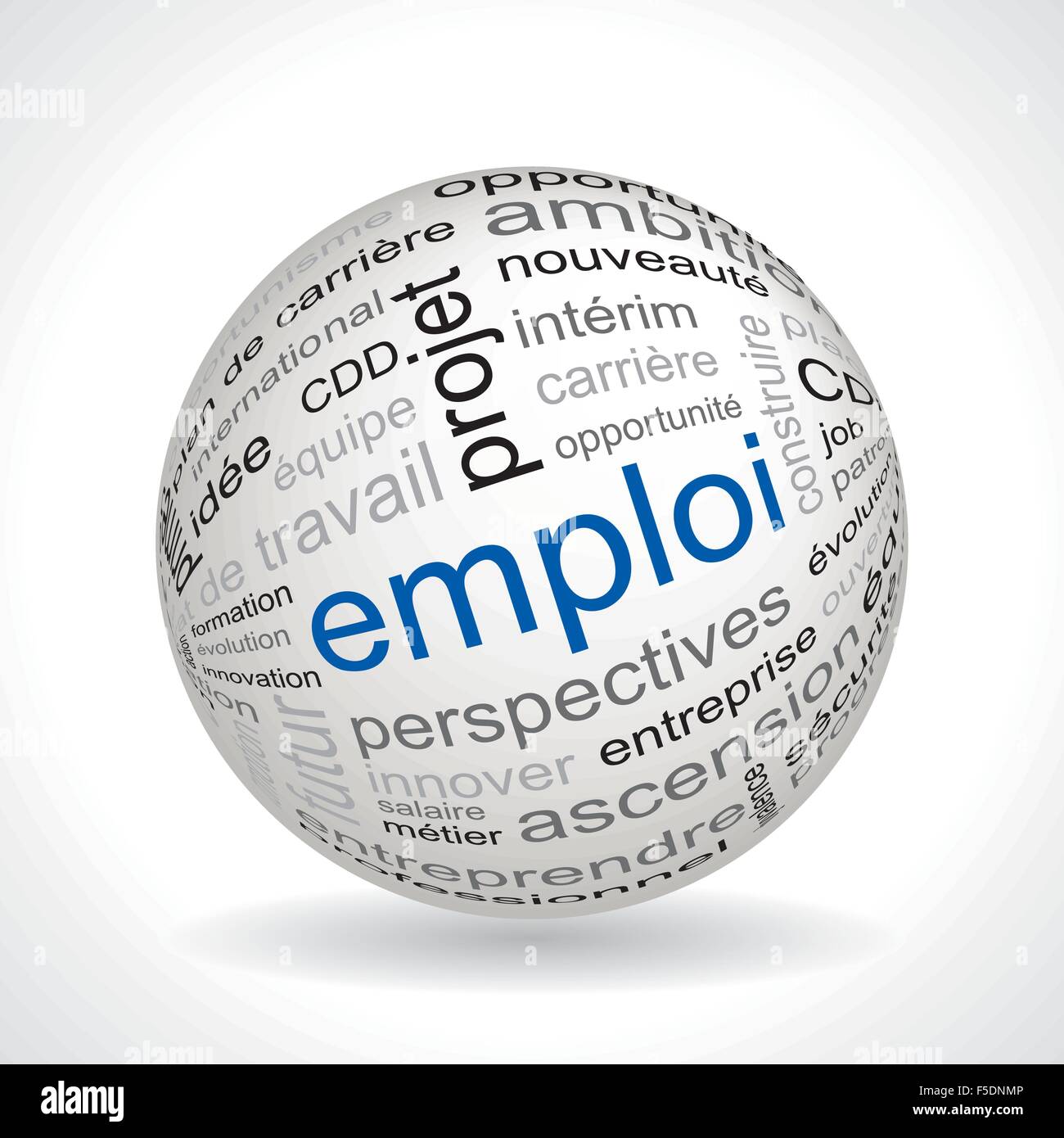 French employment theme sphere with keywords full vector Stock Vector