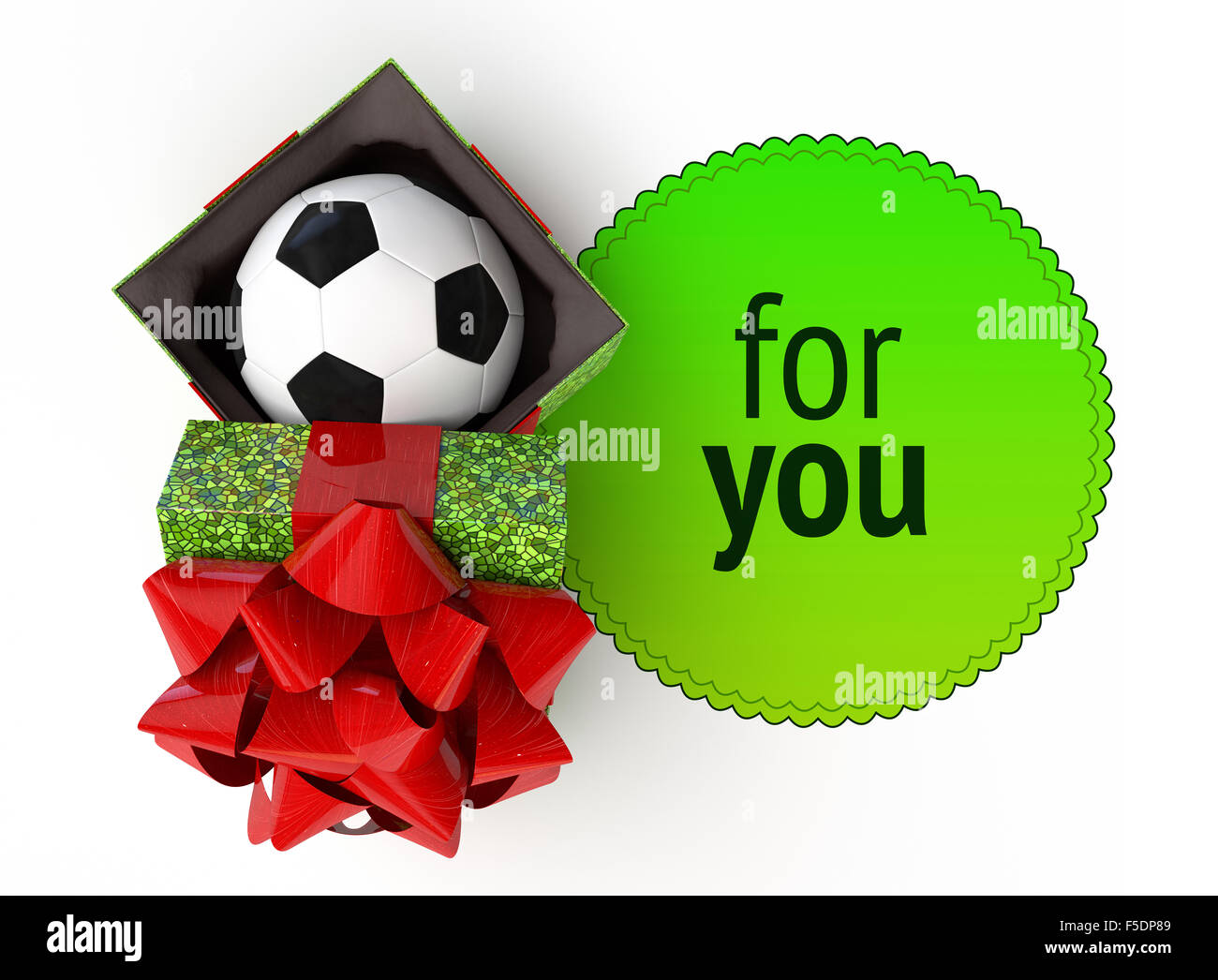 square green presentation on a white background isolated with empty gradient label for place additional companion text. soccer b Stock Photo
