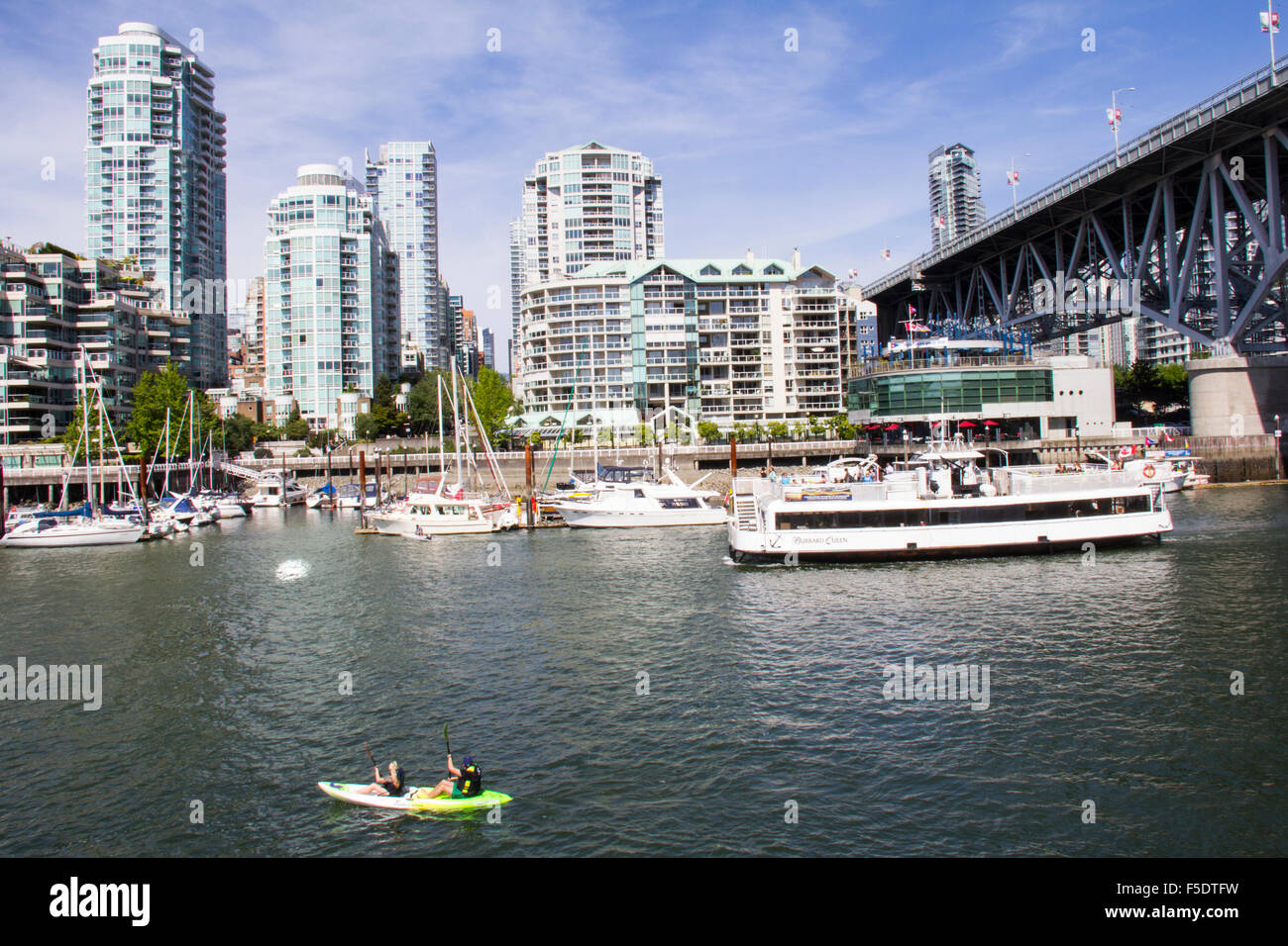 View of downtown Vancouver from Granville Island, Vancouver, British Columbia, Canada. Stock Photo