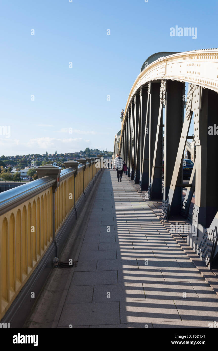Walkway across Rochester Bridge, Rochester, Kent, England, United Kingdom Stock Photo
