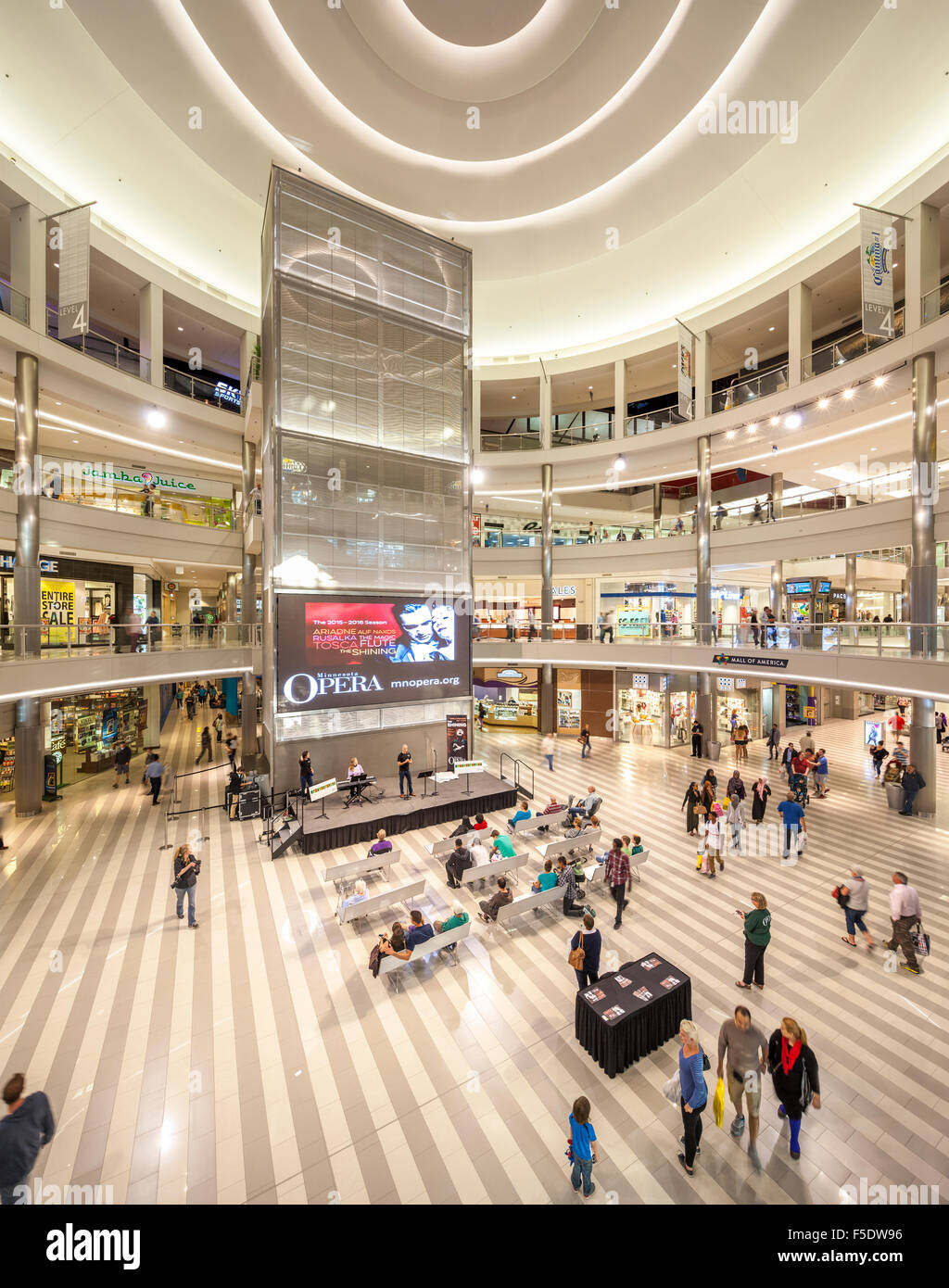 Minnesota Opera presentation inside Minneapolis Mall of America. Largest shopping mall in the US. Interior. Stock Photo
