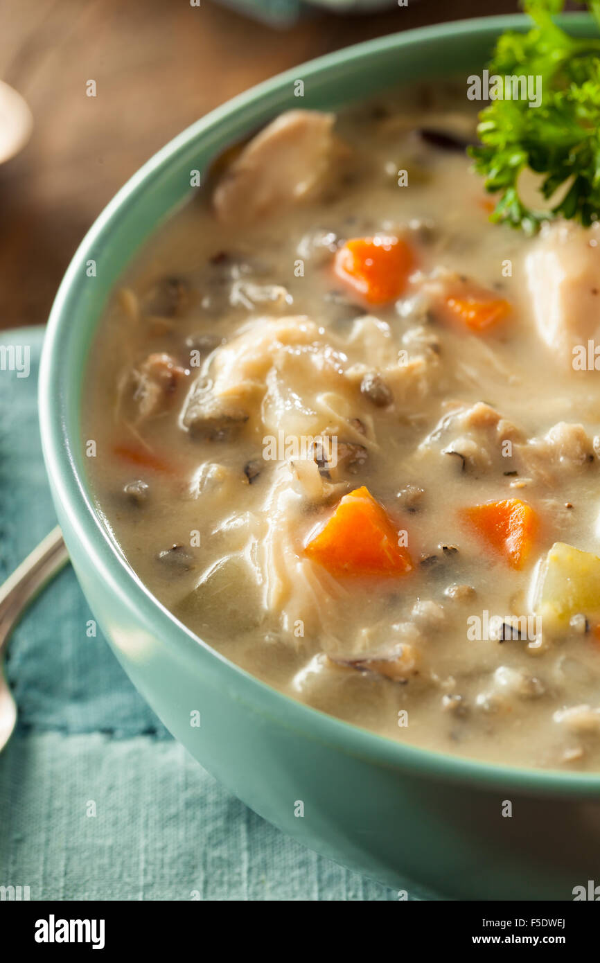 Homemade Wild Rice and Chicken Soup in a Bowl Stock Photo Alamy