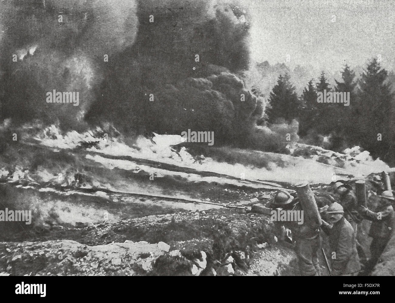 A Liquid Fire Barrage - World War I Stock Photo