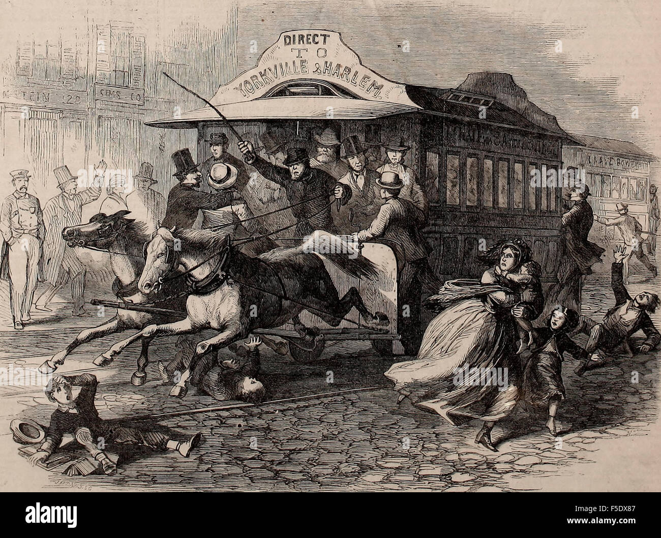 Field Sports of New York - Car Racing on the Bowery 1865 Stock Photo