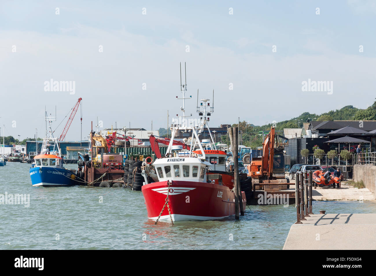 Fishing boats in harbour, Old Leigh, Leigh-on-Sea, Essex, England, United Kingdom Stock Photo