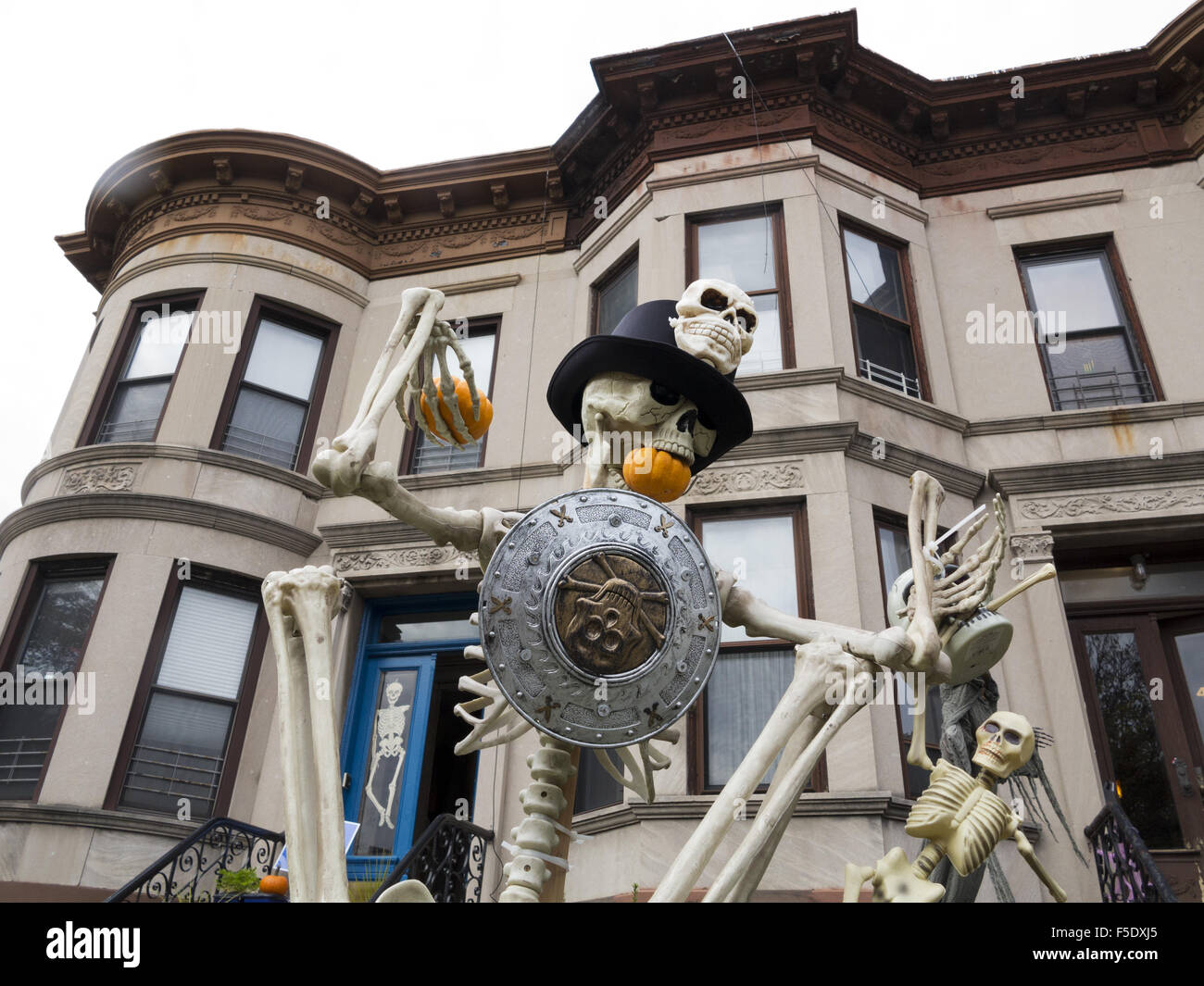 Home decorated for Halloween in the Kensington section of Brooklyn, New
