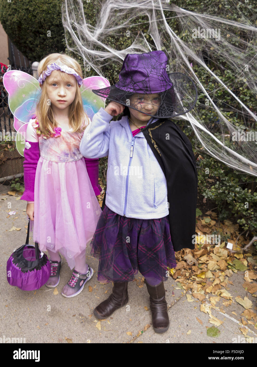 Trick-or-treaters in the Kensington section of Brooklyn, New York, 2015. Stock Photo