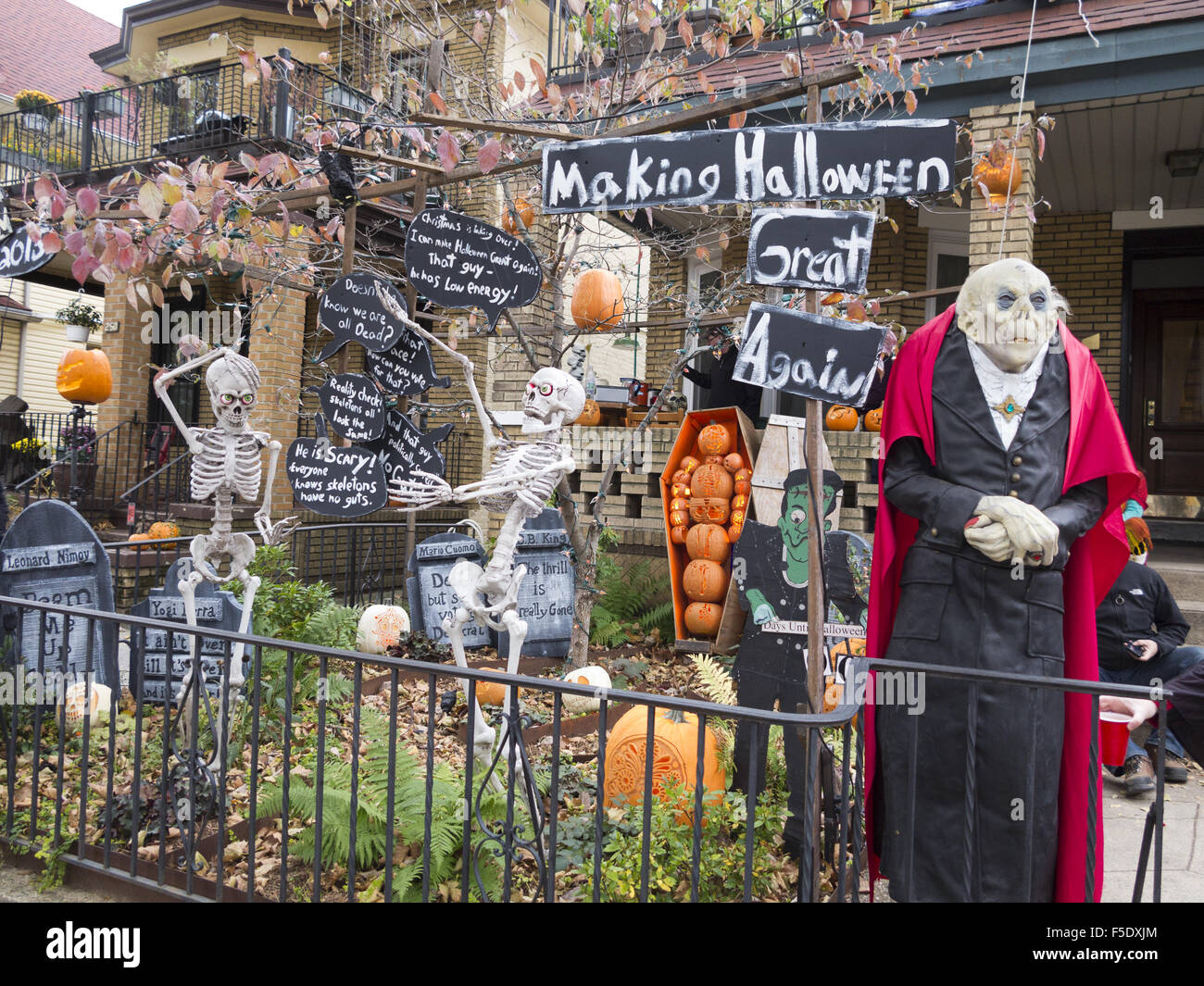 Home decorated for Halloween in the Kensington section of Brooklyn, New