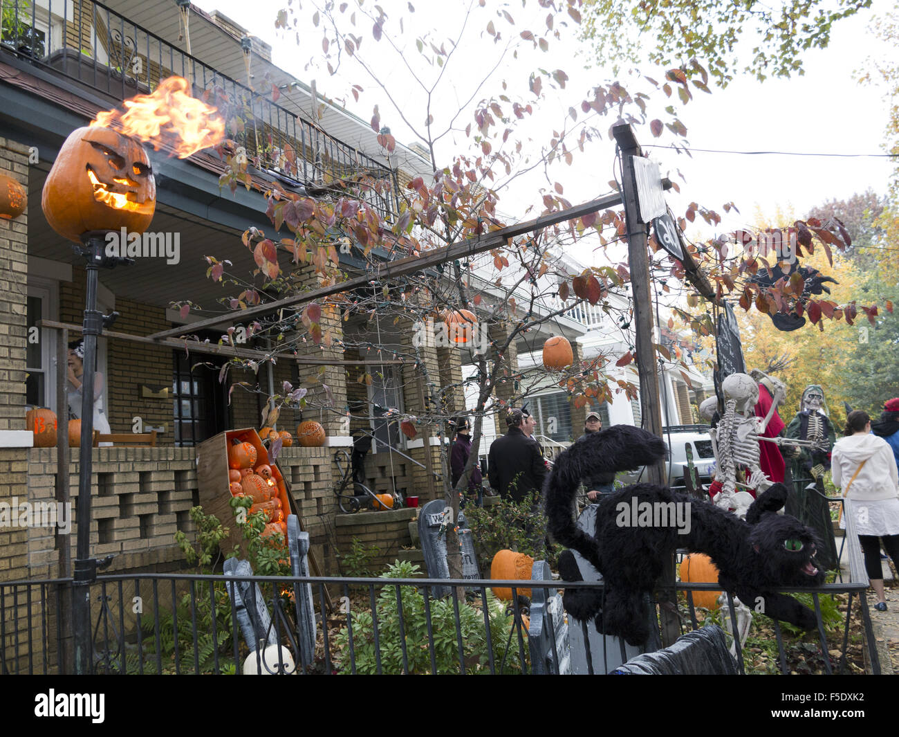 Home decorated for Halloween in the Kensington section of Brooklyn, New