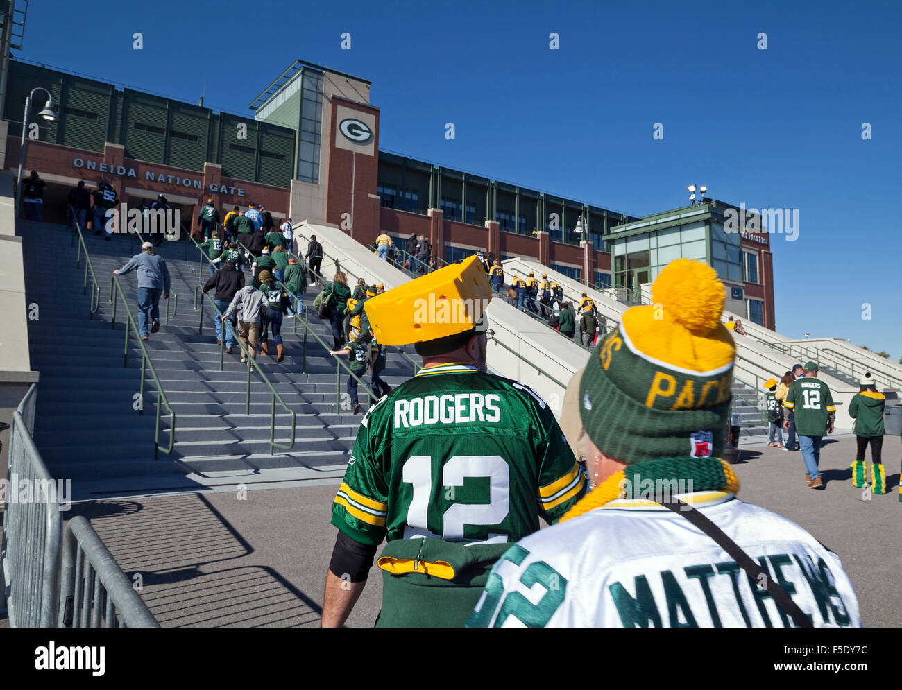 Lambeau Field in Green Bay, Wisconsin is home to the NFL football team Green Bay Packers. Stock Photo