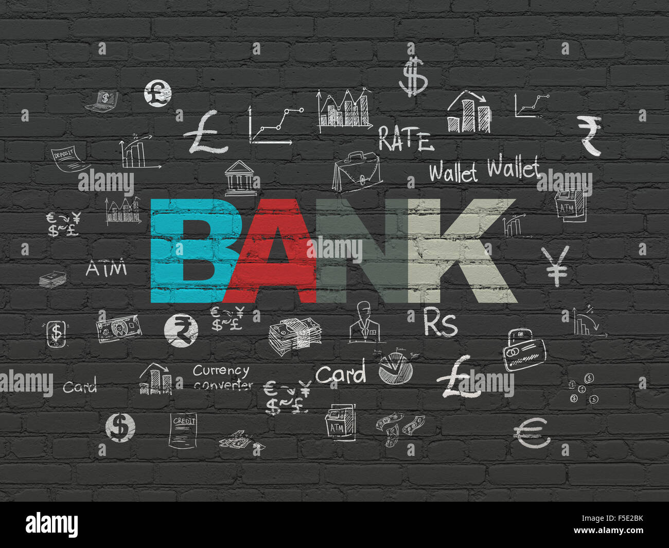 Banking concept: Bank on wall background Stock Photo - Alamy