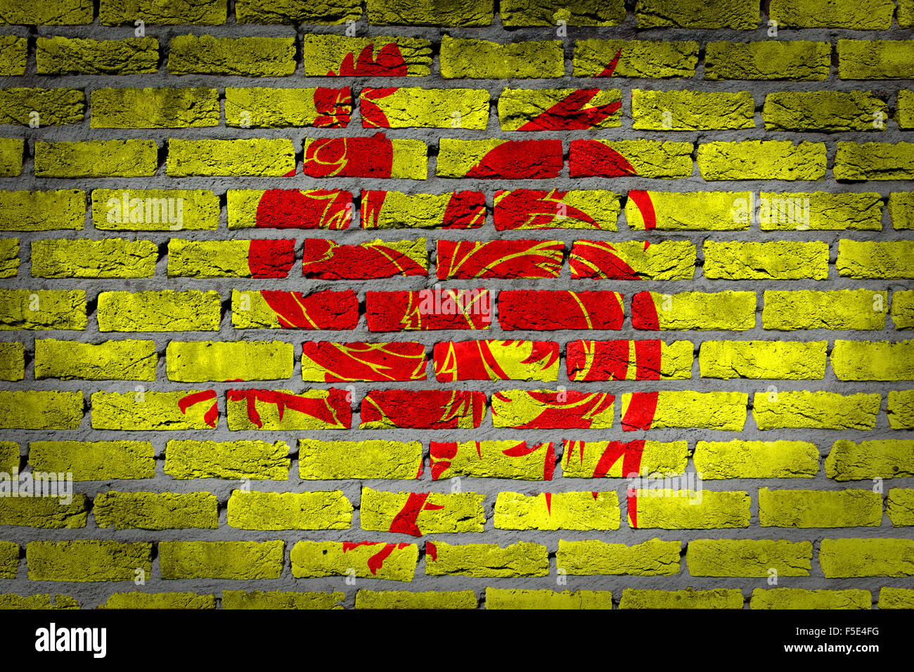 Dark brick wall texture - flag painted on wall - Wallonia Stock Photo ...